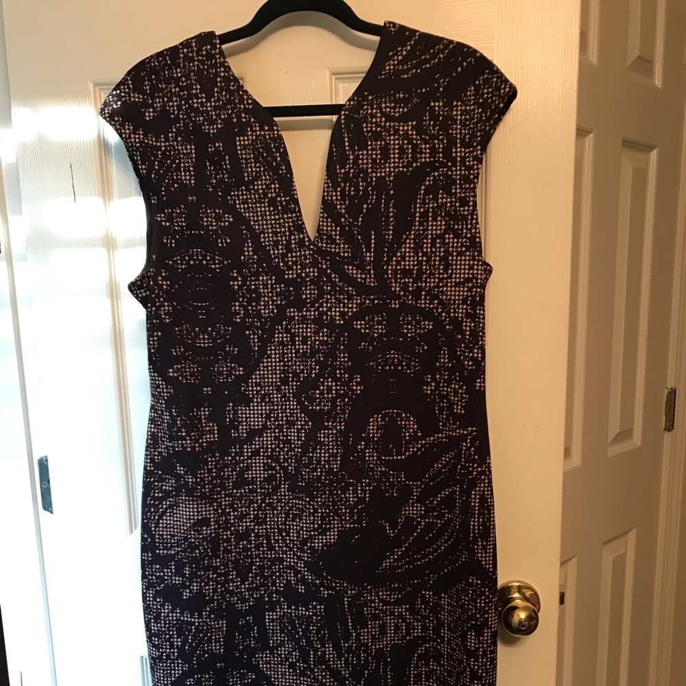 Deep Purple and Cream A Line Dress